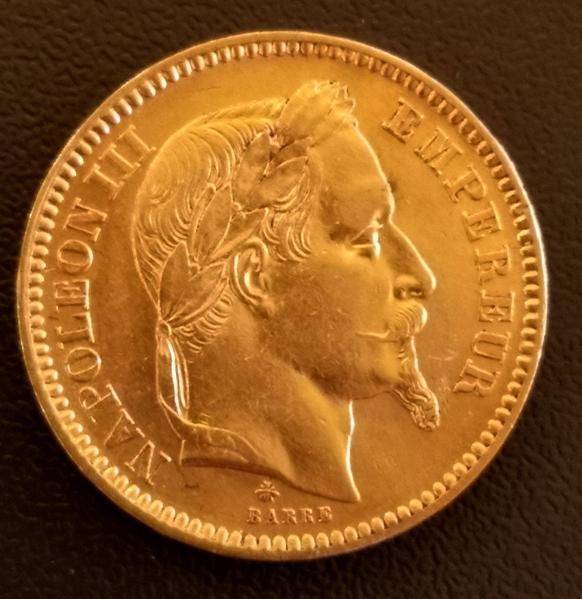 20 francs Napoléon III 1865 A Empire français tête laurée Achat Or