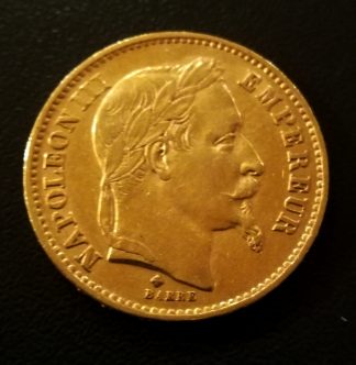 20 Francs or Napoléon III tête nue/laurée