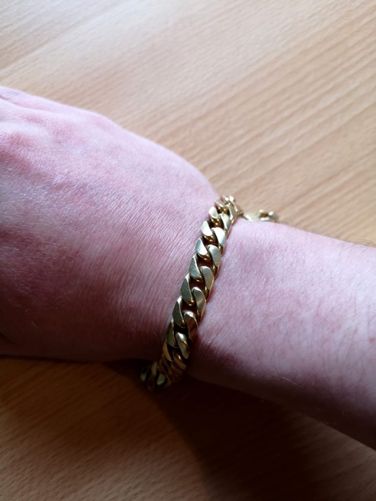BRACELET OR JAUNE 18K 750, TRECHE, CORDE, ÉPAISSEUR 6 MM, VUE ONDULÉE, 19.5 cm, Or