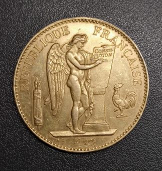 100 francs or Génie tranche Dieu Protège la France 1899 Paris.