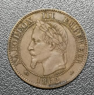 2 centimes Napoléon III Tête laurée 1862 K Bordeaux.