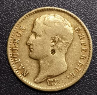 20 francs Napoléon Tête nue, balancier Gengembre 1807 Paris.