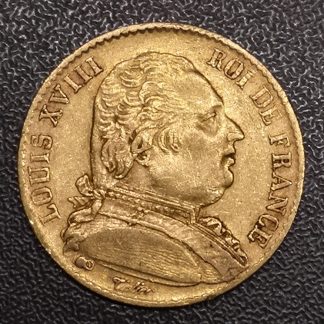 20 francs Buste habillé Louis XVIII 1814 A Paris.